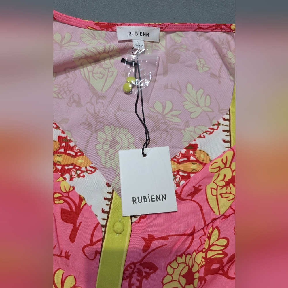 NWT Rubienn Boutique Vibrant Pink and Yellow Dress S/M/L - Picture 5 of 14